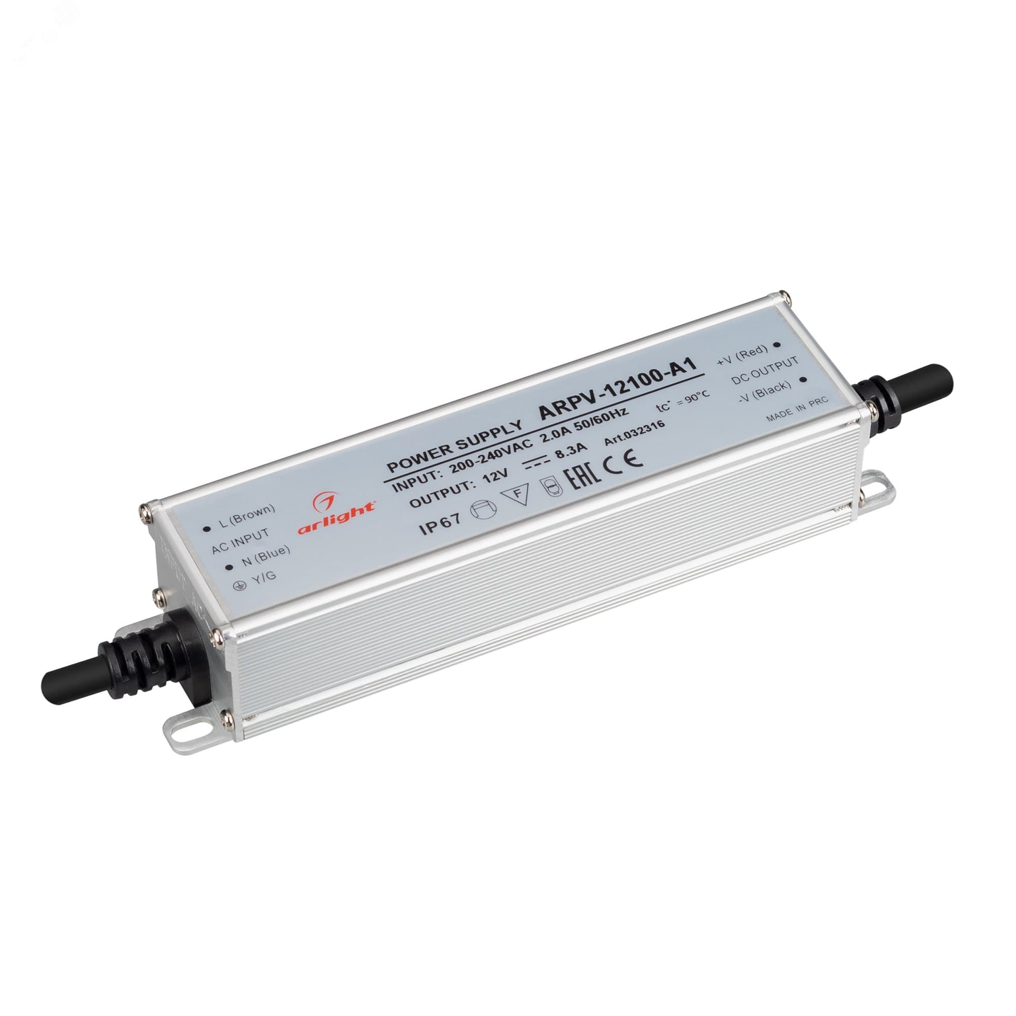 Блок питания ARPV-12100-A1 (12V, 8.3A, 100W) ( IP67 Металл, 3 года)