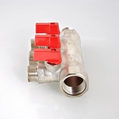 Коллектор 3/4'x2 выхода 1/2' НР с отсекающими кранами