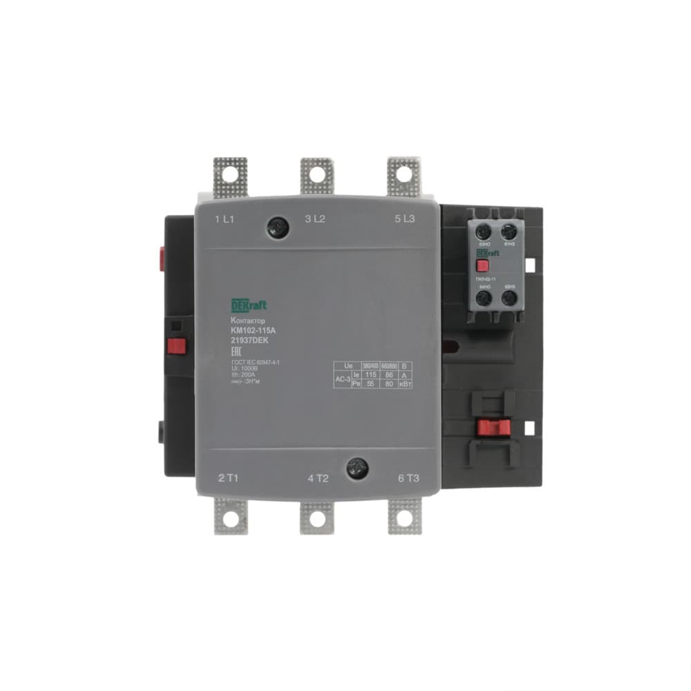Контактор 115А 220В АС АС3 АС4 1НО+1НЗ КМ-102