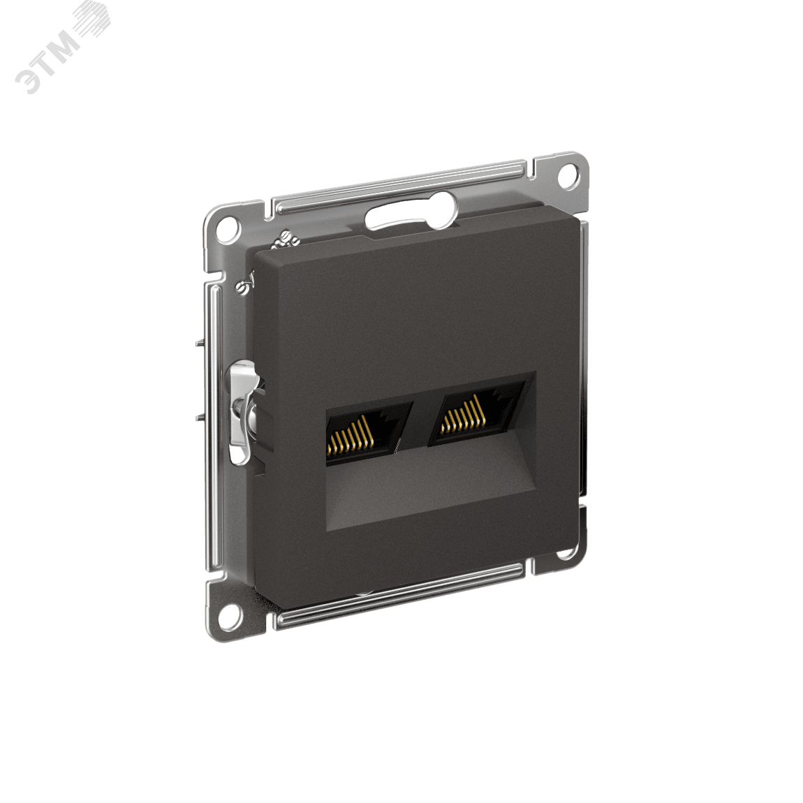 ATLASDESIGN РОЗЕТКА двойная компьютерная RJ45+RJ45, кат.5Е, механизм, БАЗАЛЬТ