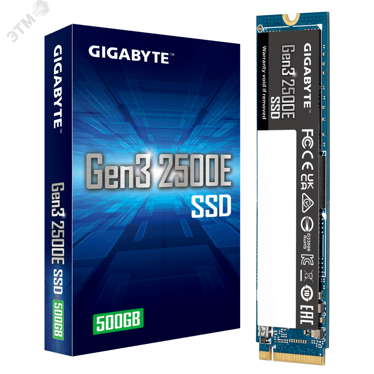 Накопитель SSD M.2 2280 500GB Gen3 2500E, PCIe 3.0x4, NVMe 1.3