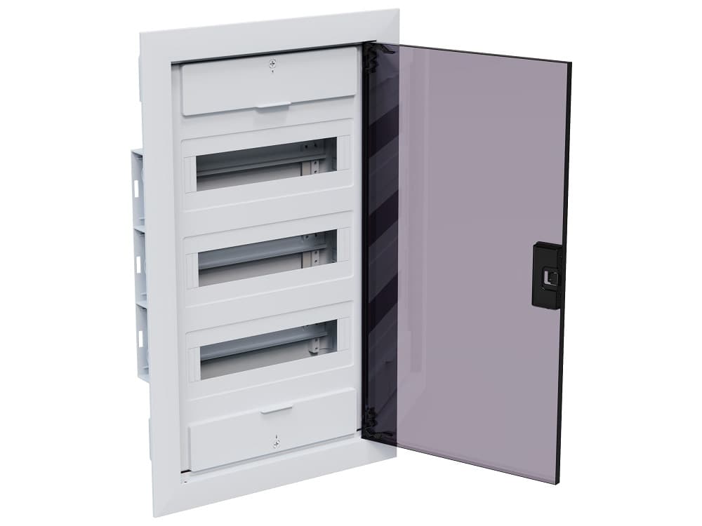 Щит ЩРВ-п-36 белый с черной полупрозрачной дверью IP40 OptiBox PRO