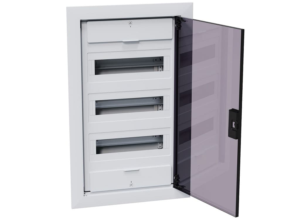 Щит ЩРВ-п-36 белый с черной полупрозрачной дверью IP40 OptiBox PRO
