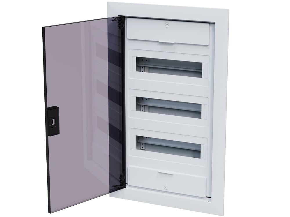Щит ЩРВ-п-36 белый с черной полупрозрачной дверью IP40 OptiBox PRO