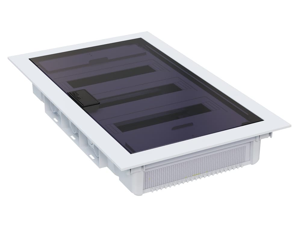 Щит ЩРВ-п-36 белый с черной полупрозрачной дверью IP40 OptiBox PRO
