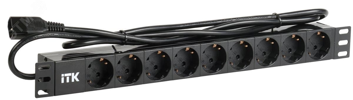 Блок распределения питания PDU 9 розеток 1U шнур 2м вилка С14 ал.проф