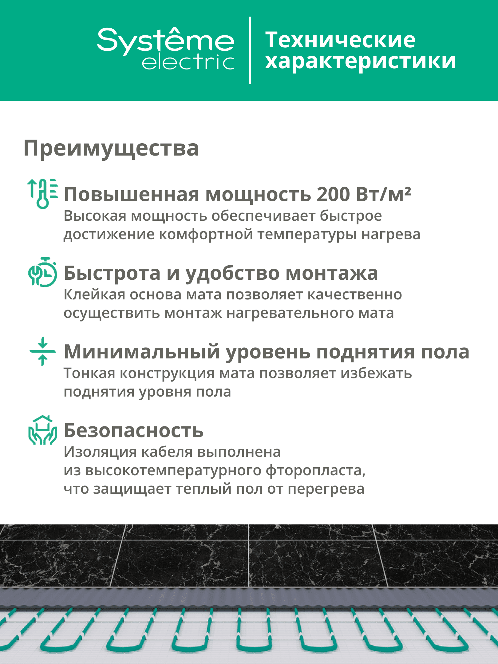 Теплый пол (мат нагревательный) STEP TURBO STM200040, 200 Вт/м2, 800 Вт, 4 м2