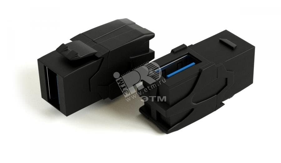 Вставка Keystone Jack проходной адаптер USB 3.0 (Type A) 90град. ROHS черная