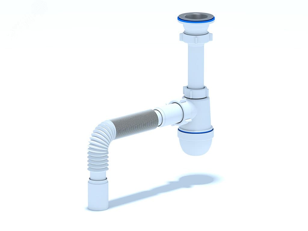 Сифон для умывальника АНИ 1 1/2'X40 c гибкой трубой 40x40