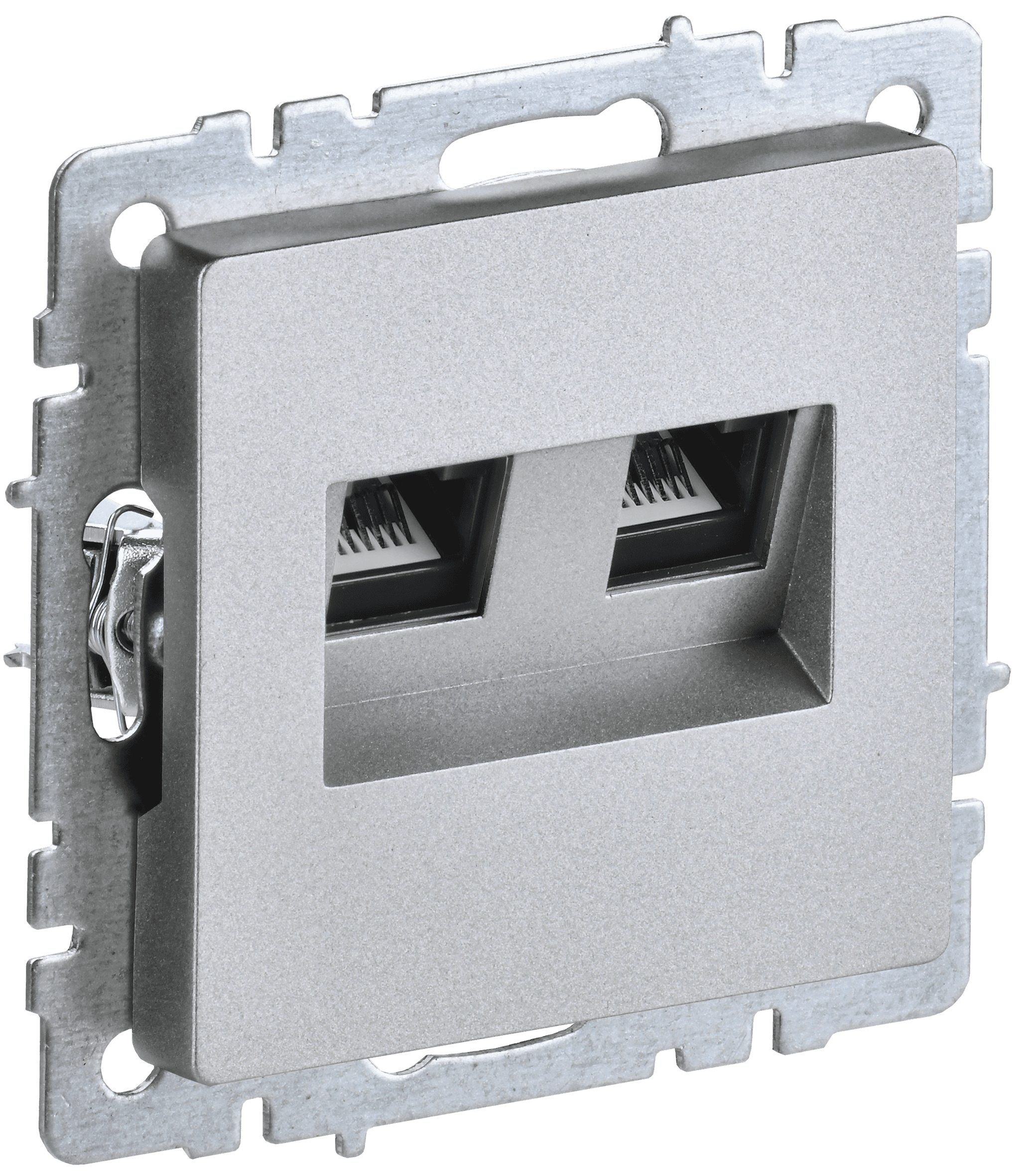 BRITE Розетка компьютерная двойная RJ45 кат.5E РК10-2-БрА алюминий