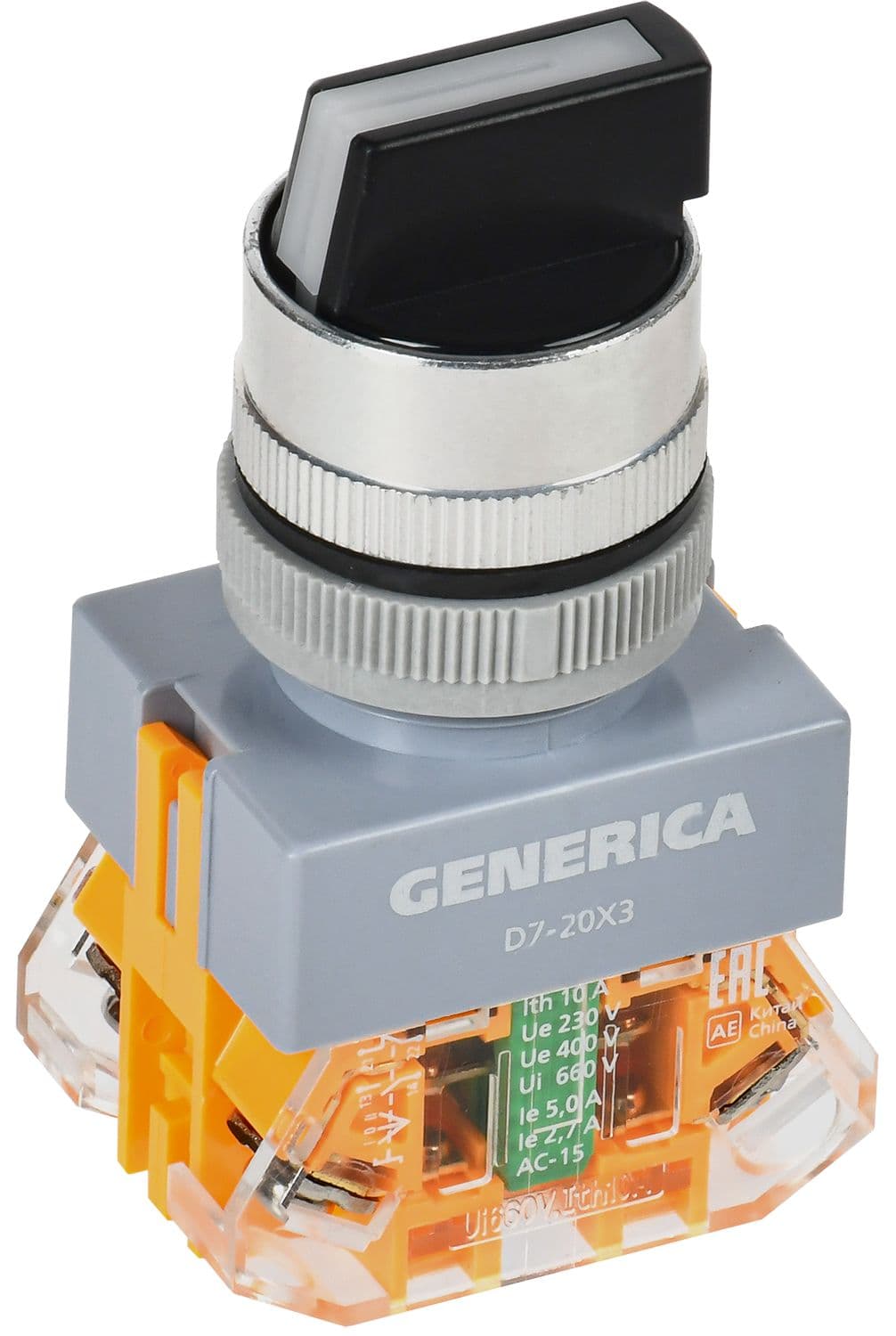 Переключатель D7-20X3 3 полож. 1з+1р черный GENERIC