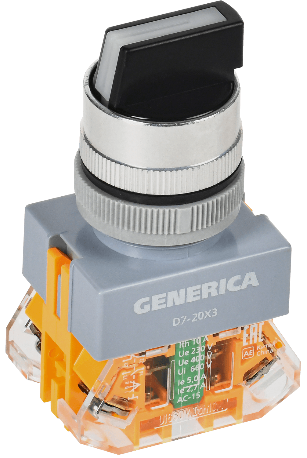 Переключатель D7-20X3 3 полож. 1з+1р черный GENERIC