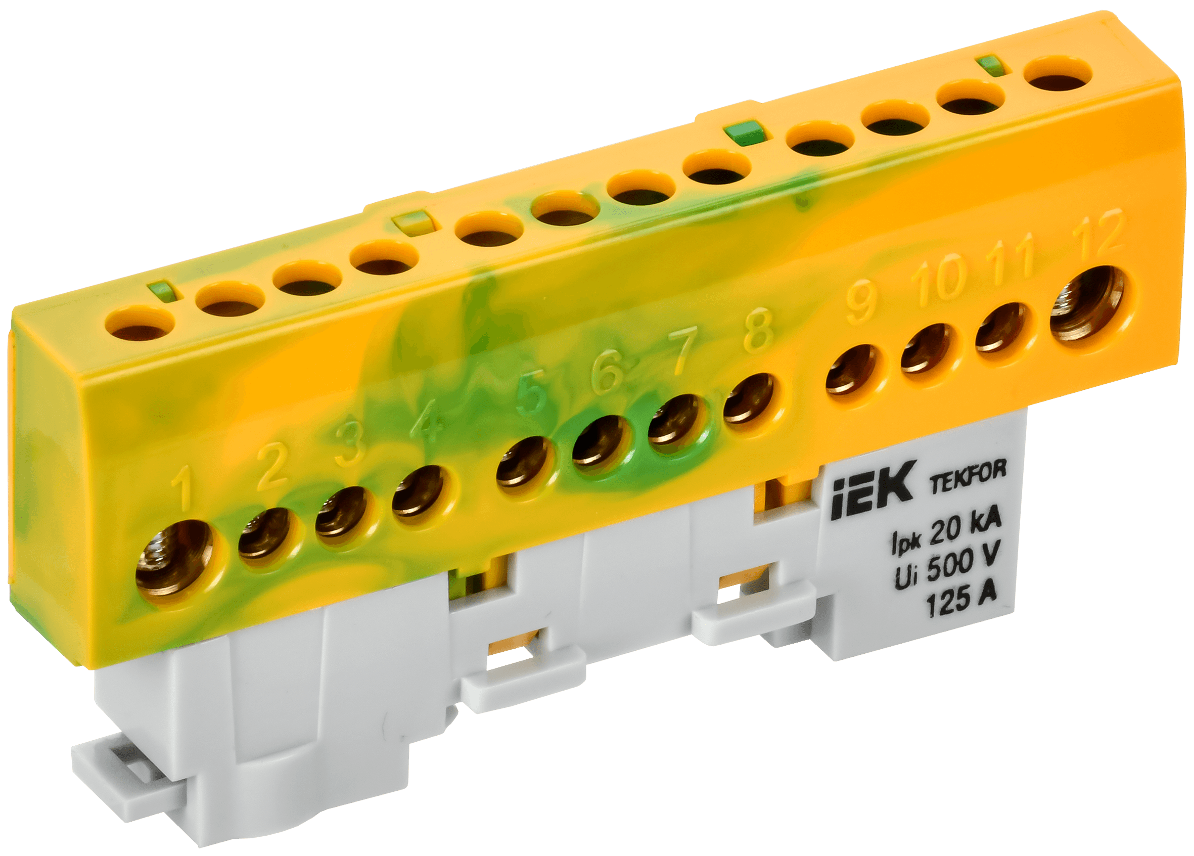 TEKFOR Шина PE земля изолированная на универсальном держателе 8х12-12-ЖЗ IEK