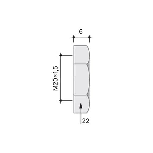 Гайка M20x1.5 никелированная латунь