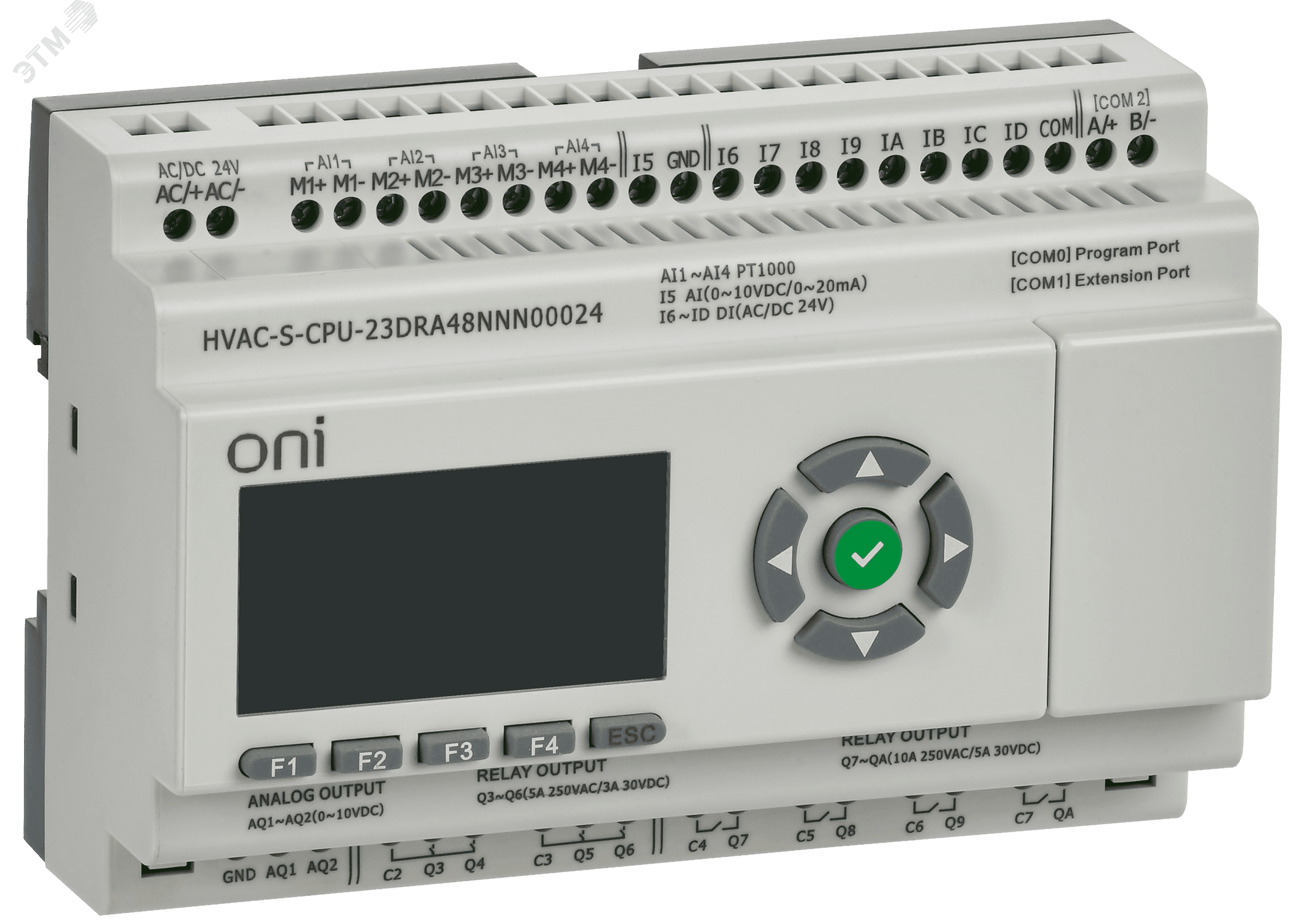 Контроллер ПЛК HVAC S ЦПУ 8DI 8DO 1AI 4PT 2AO LED дисплей RS485 24В DC Расширяемая версия