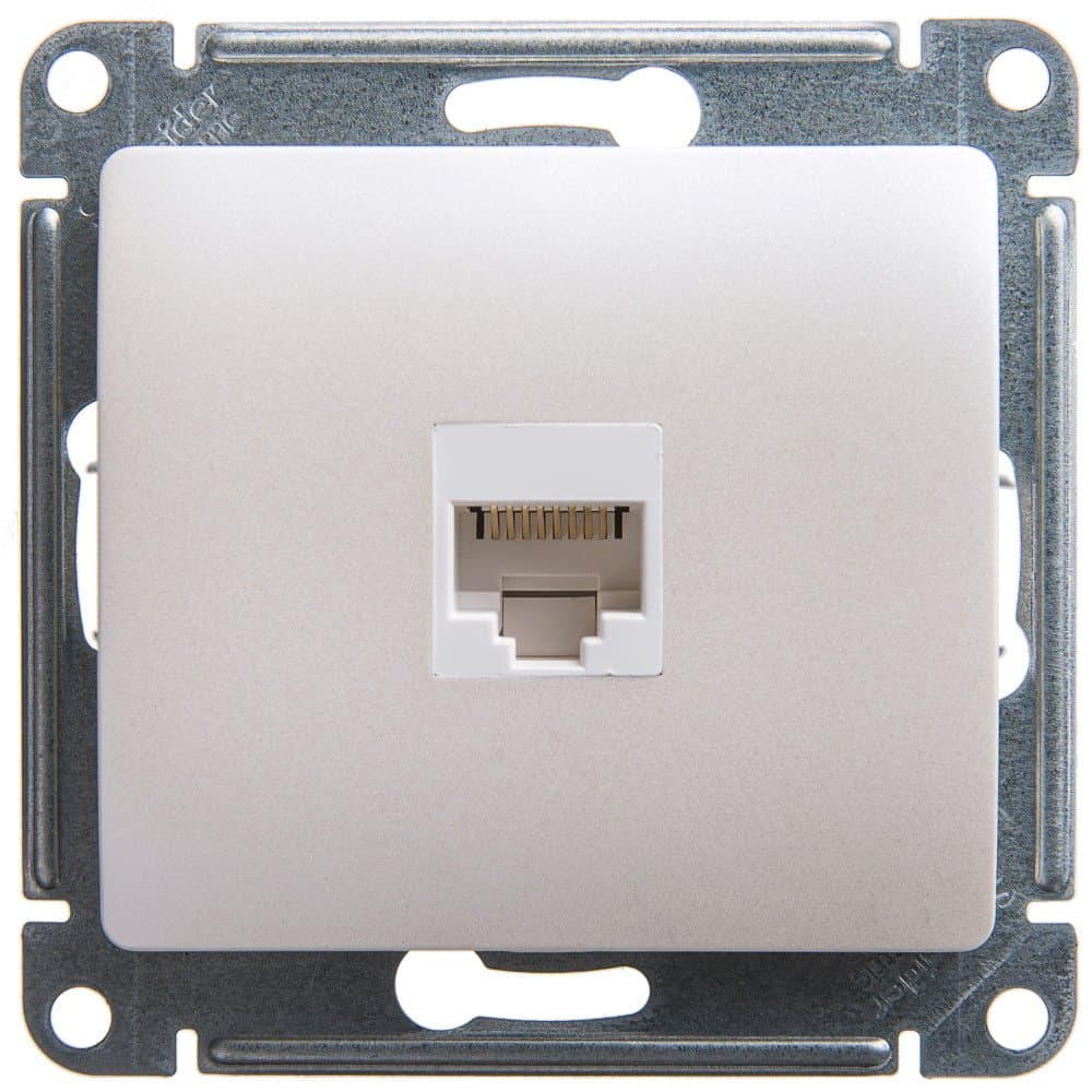 GLOSSA Розетка компьютерная RJ45 категория 5E перламутр в рамку