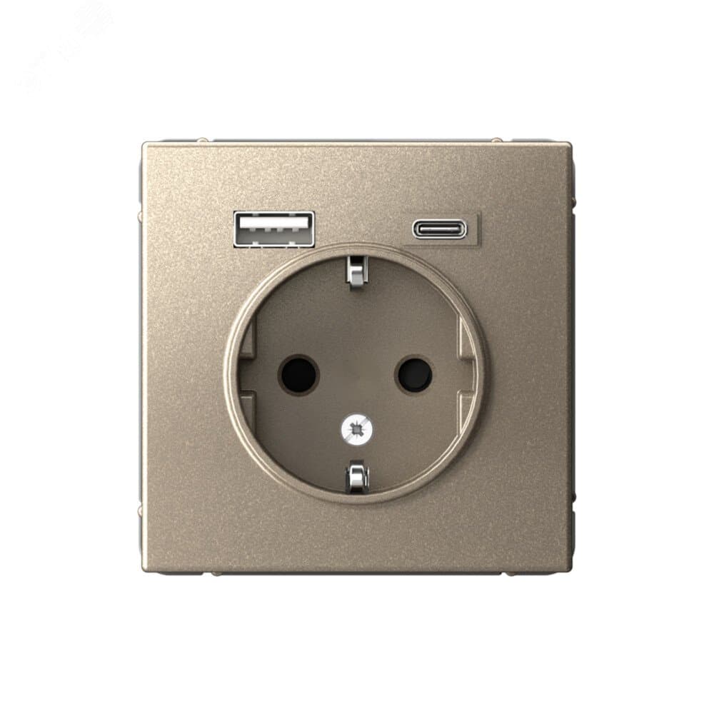 ARTGALLERY розетка 16А с 2 USB A+C, 5В/2,4А/3,0А, 2х5В/1,5А, механизм, шампань