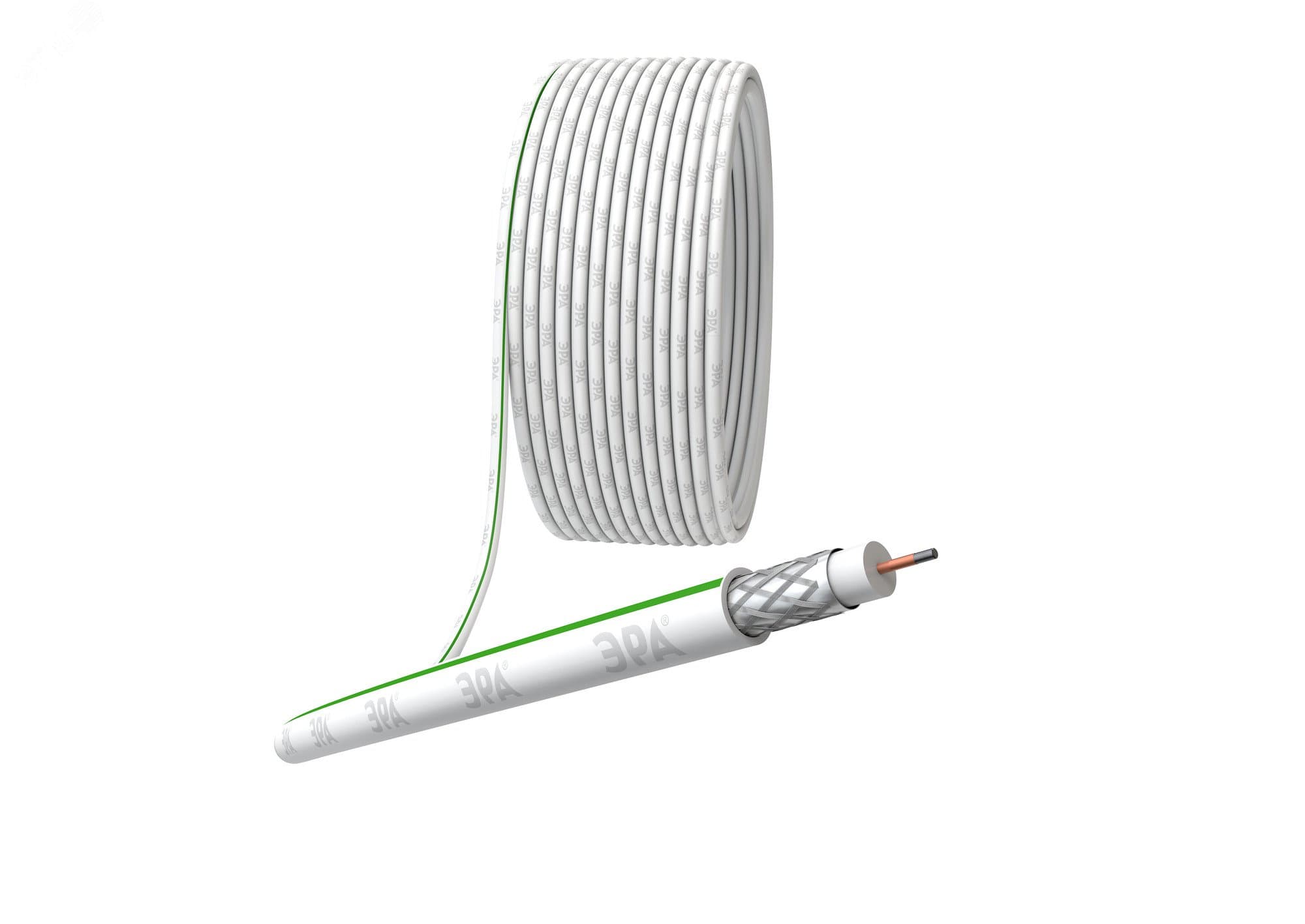 Кабель коаксиальный SAT 703 B 75 Ом CCS,  оплётка Al 75% PVC белый 100м ЭРА SIMPLE SL-B-75-PVC100