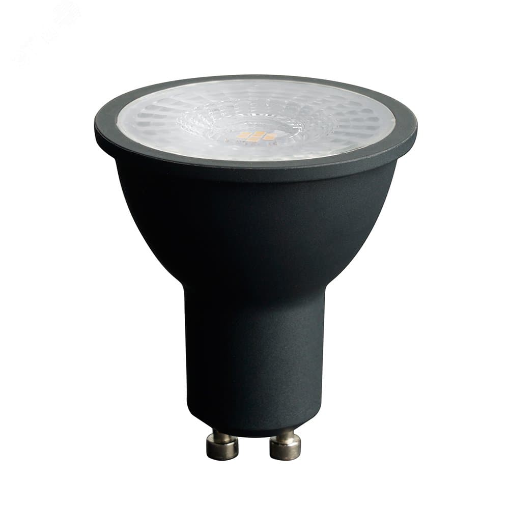 Лампа светодиодная LED 7вт 230в GU10 теплый с линзой 110 град черный корпус PRO