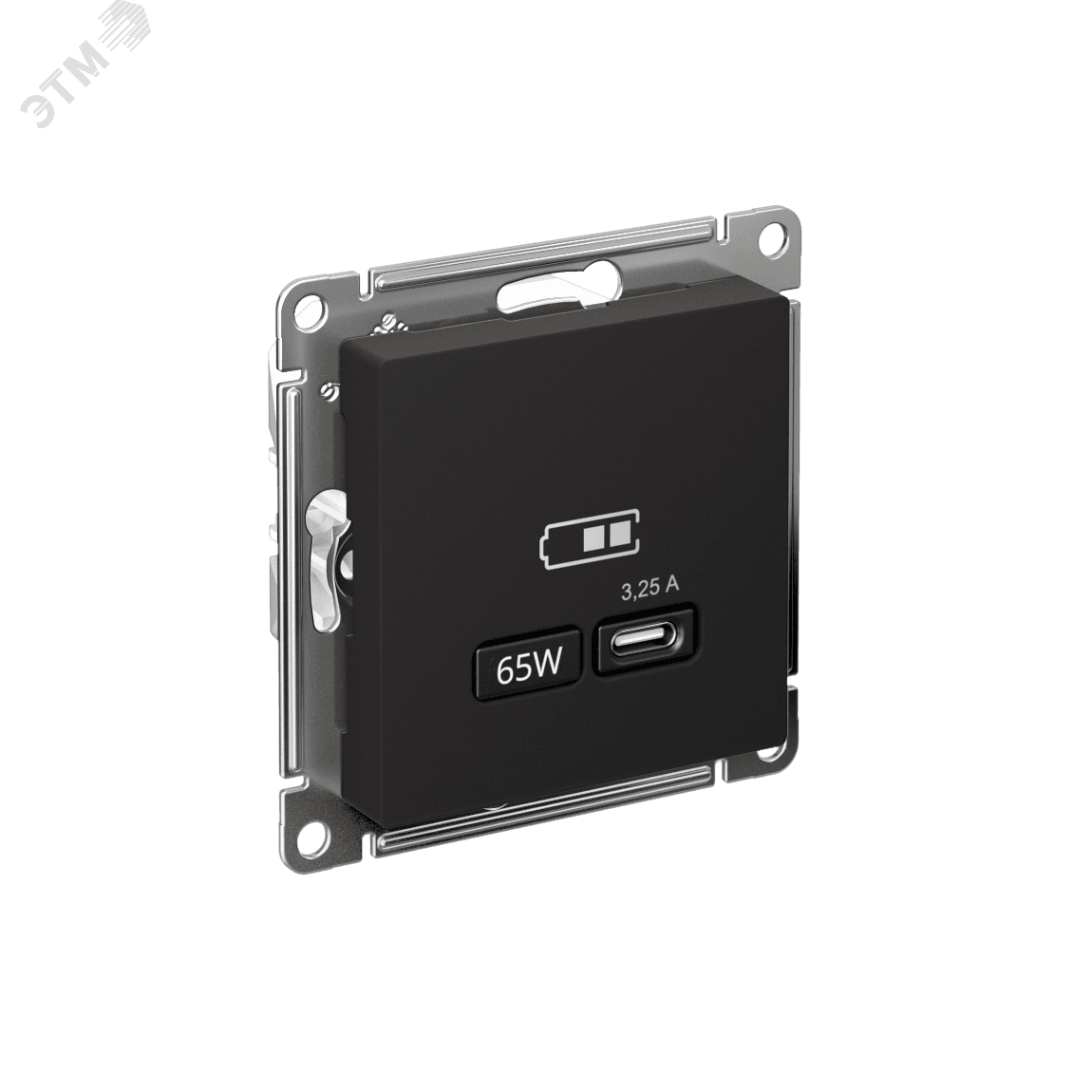 ATLASDESIGN USB РОЗЕТКА тип-C 65W высокоскор.заряд. QC, PD, механизм, КАРБОН