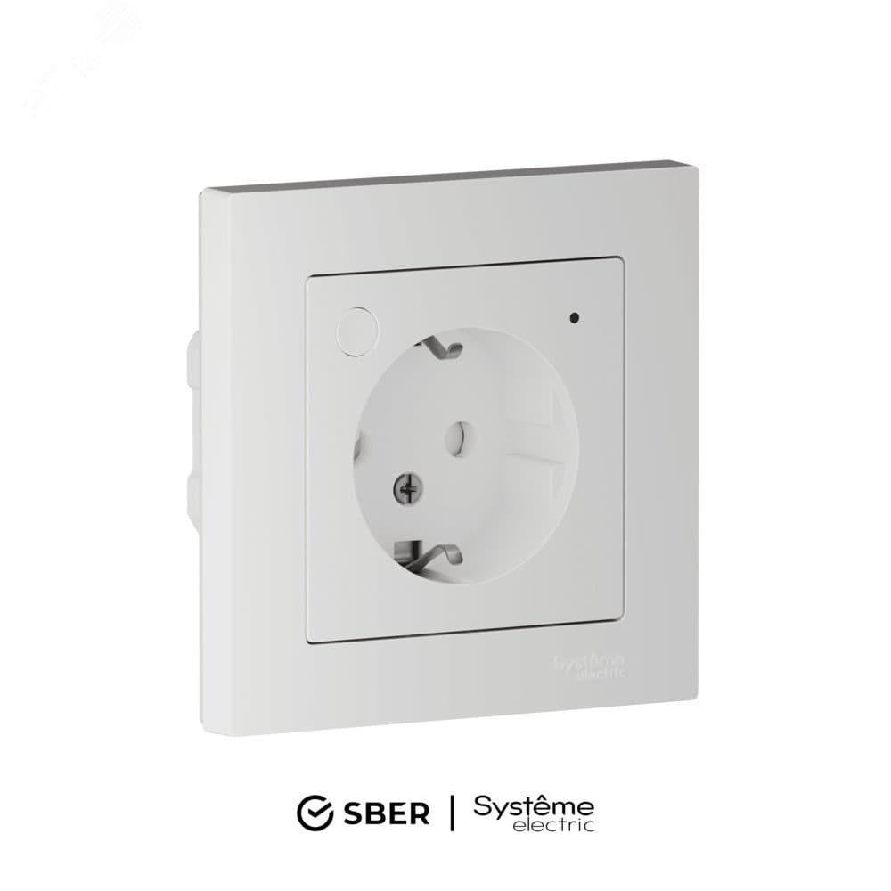 ATLASDESIGN SMART РОЗЕТКА с заземл., со шт., Zigbee, L+N, 16А, мех., БЕЛЫЙ