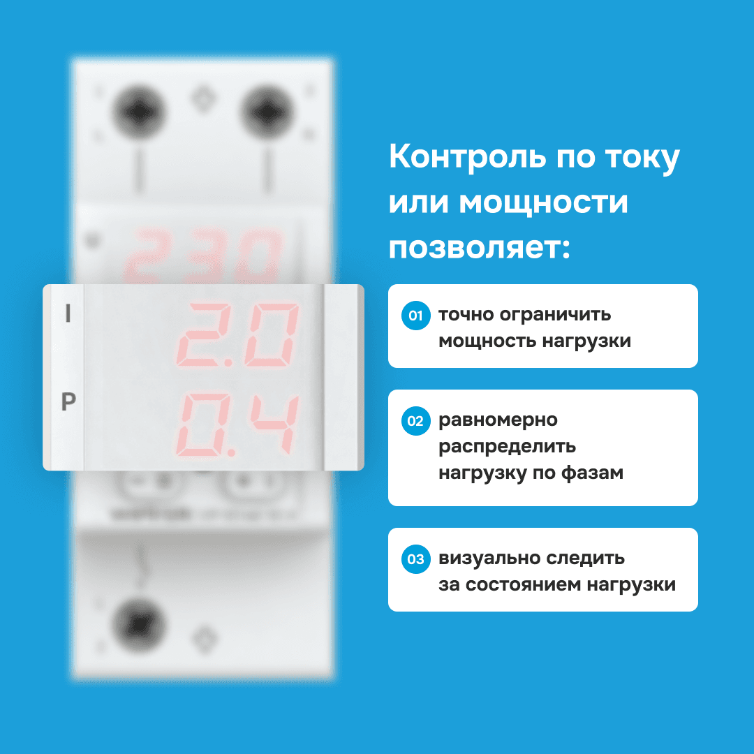 Многофункциональное реле, 63А, красная индикация