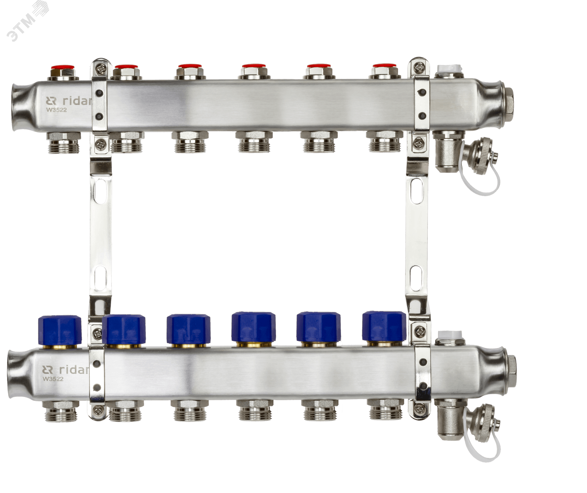 Коллекторная группа SSM-6R set 6 контуров 1'X3/4' с термостатическими клапанами и кронштейнами