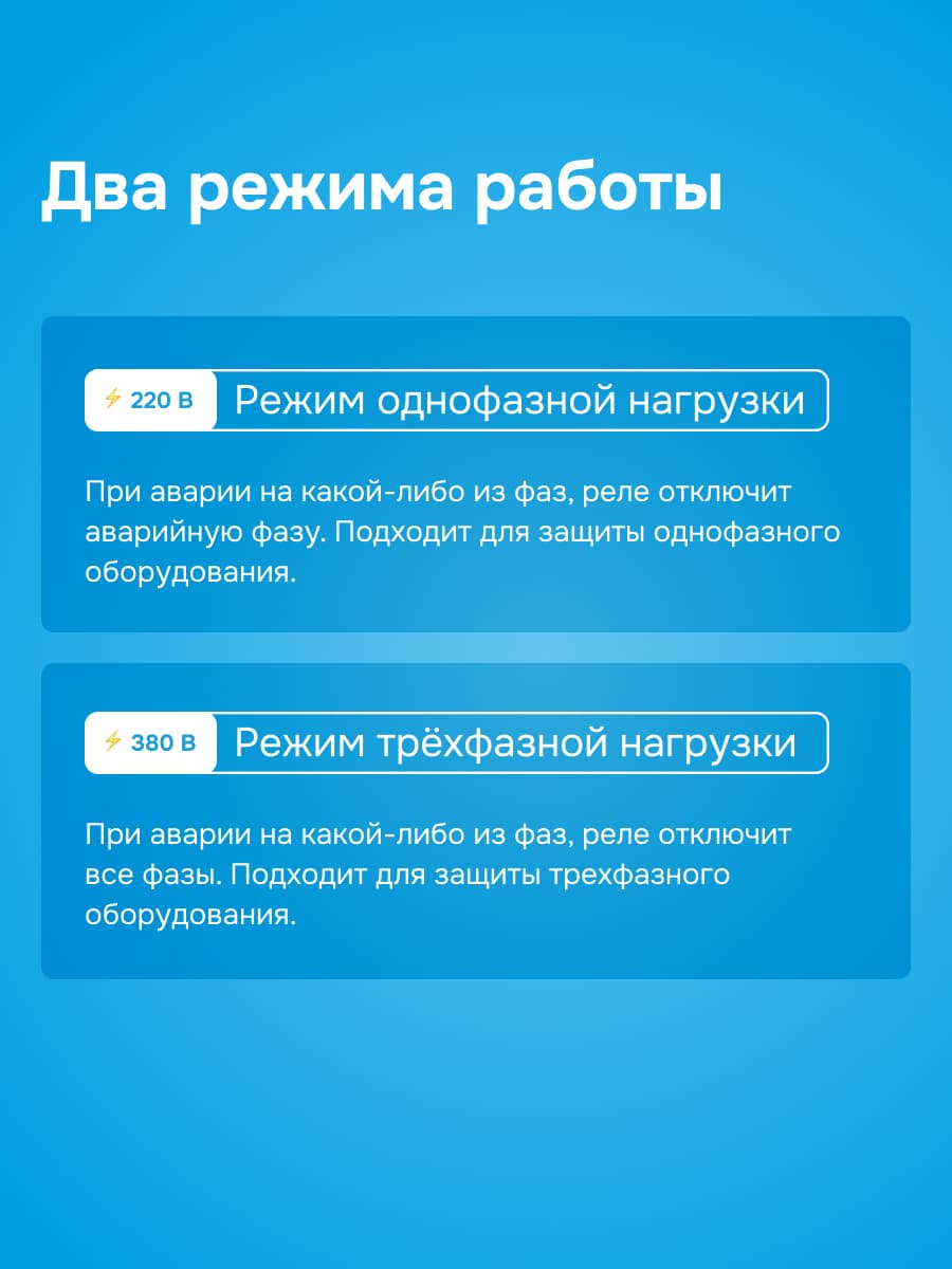 Реле напряжения трехфазное, 40А, красная индикация