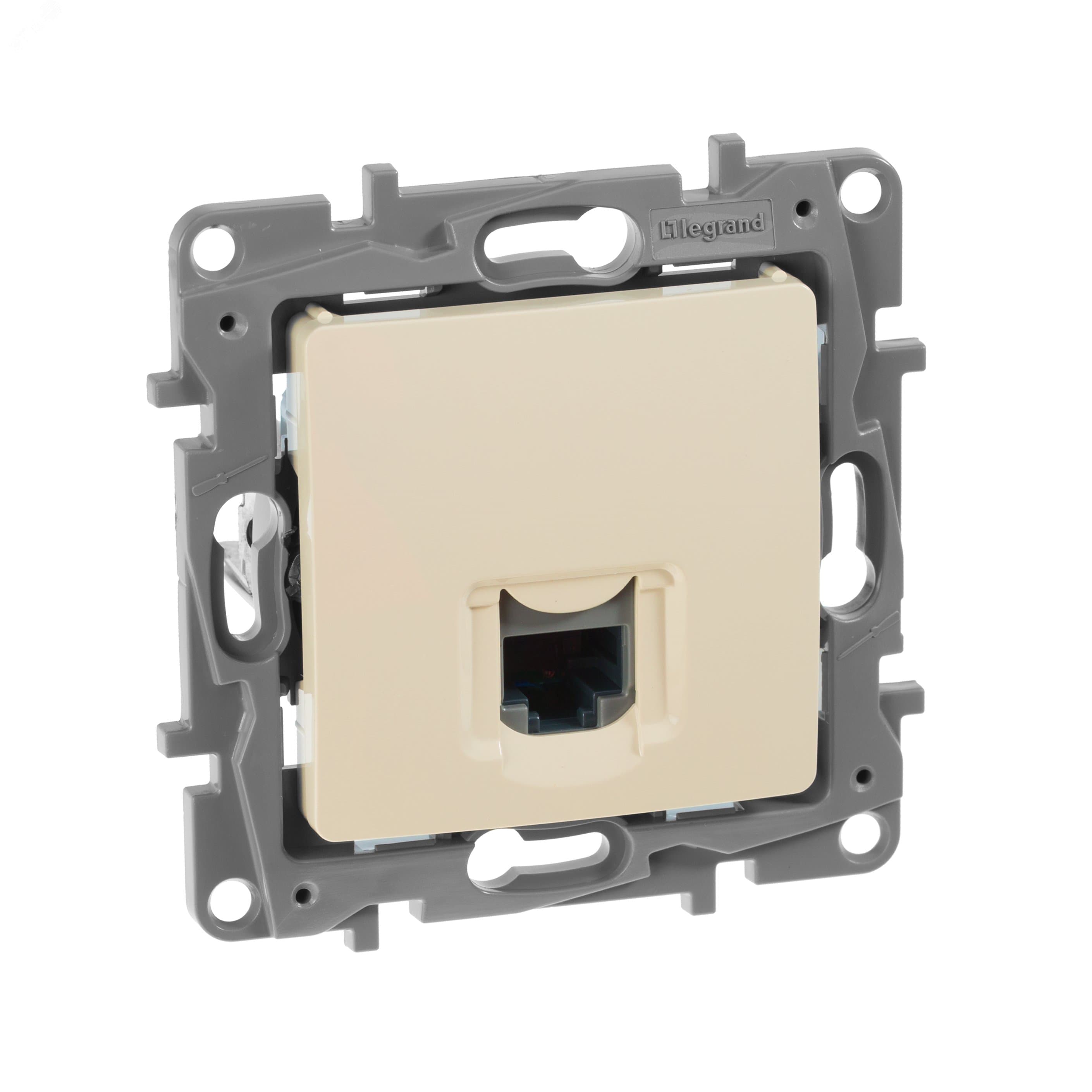 Розетка компьютерная RJ45 категория 5Е UTP слоновая кость ETIKA