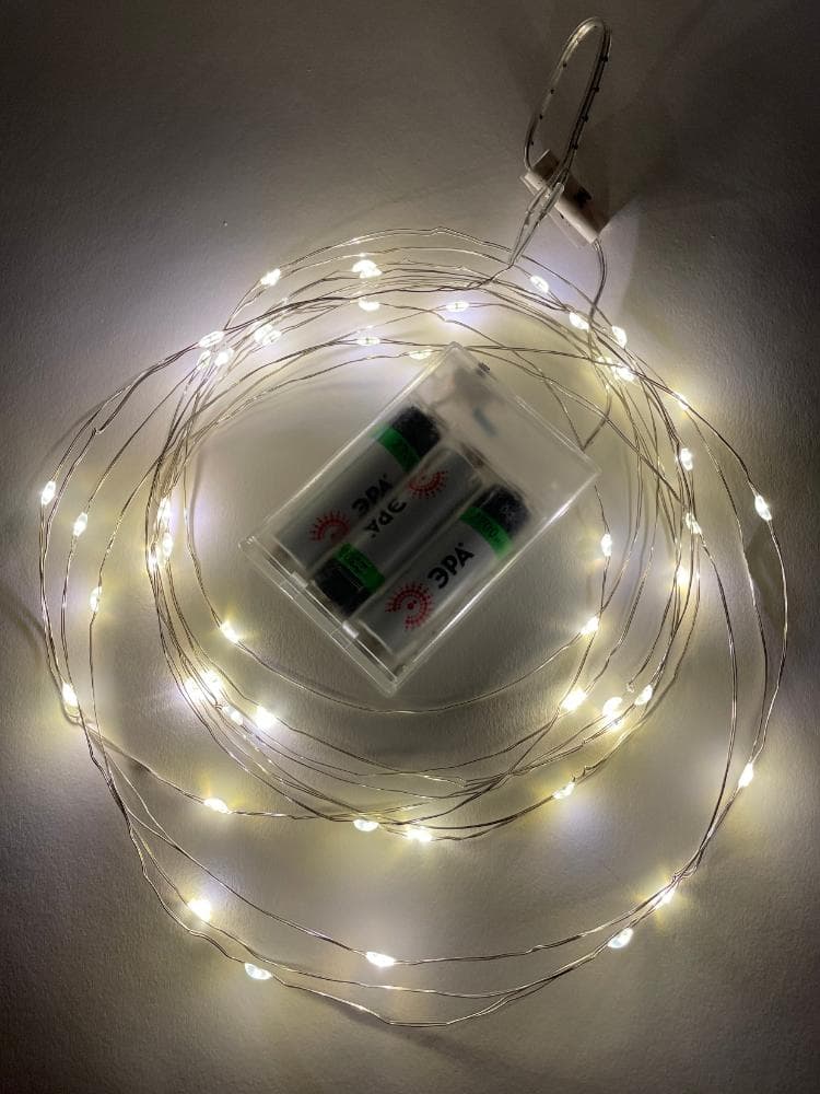 Гирлянда LED Нить 5 м теплый свет, АА ENIN -5NW