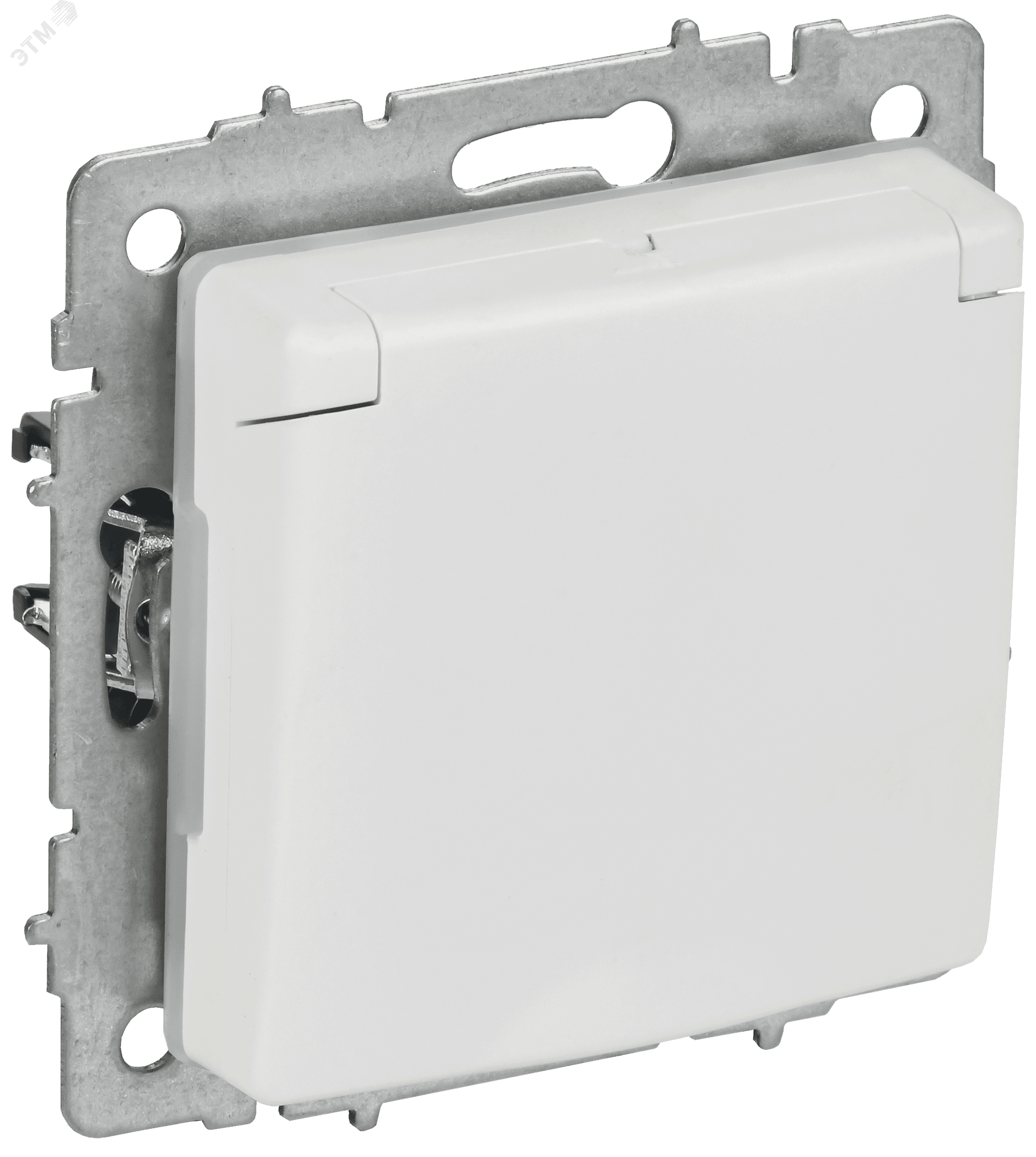 BRITE Розетка 1-местная с заземлением с защитными шторками и крышкой 16А IP44 РСбш10-3-44-БрАБ арктический белый IEK