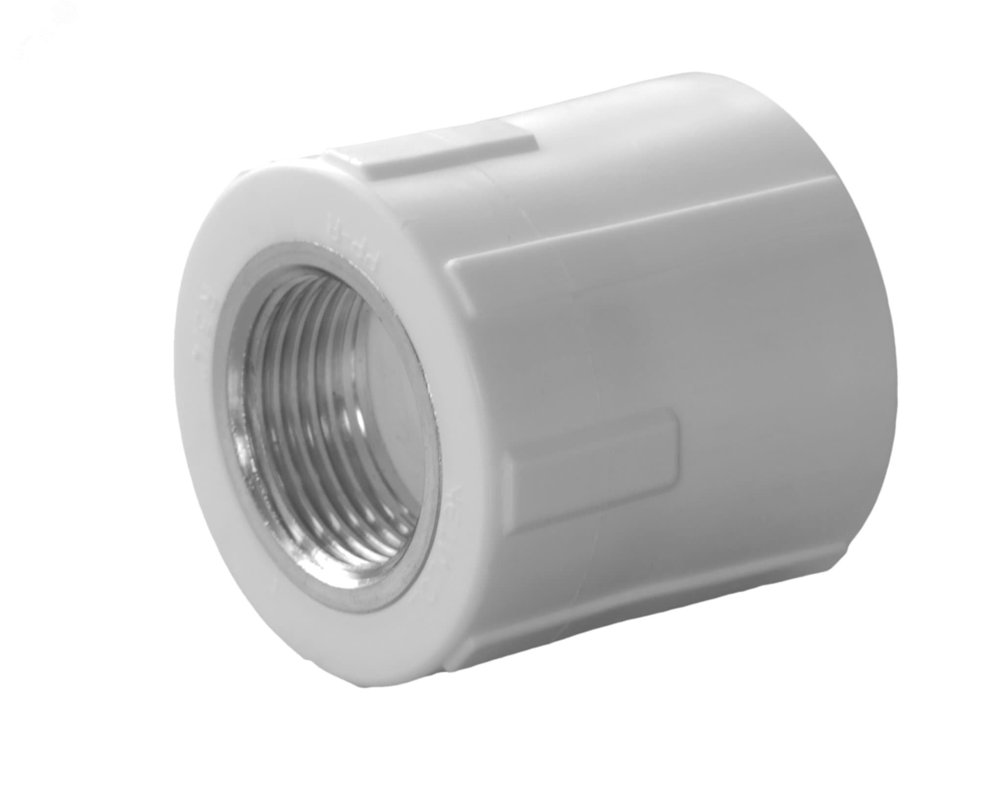 Муфта комбинированная 20x3/4' ВР, полипропиленовая PPR белая