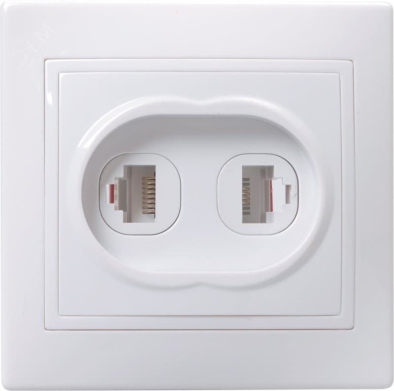 KVARTA Розетка 2-местная RJ11+RJ45 кат.5е РК/Т12-КБ белый GENERICA