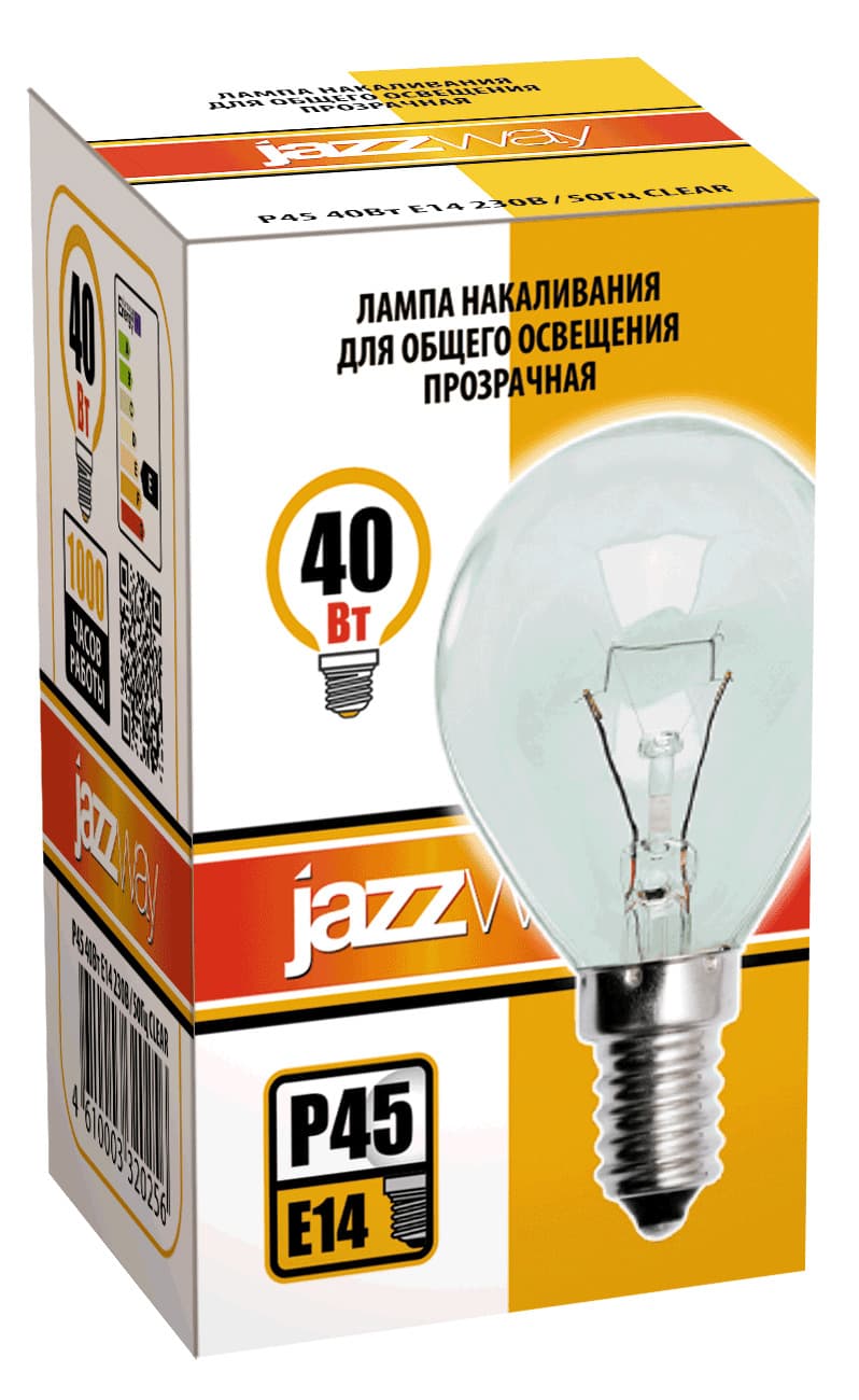 Лампа накаливания P45 240V 40 Вт E14 clear