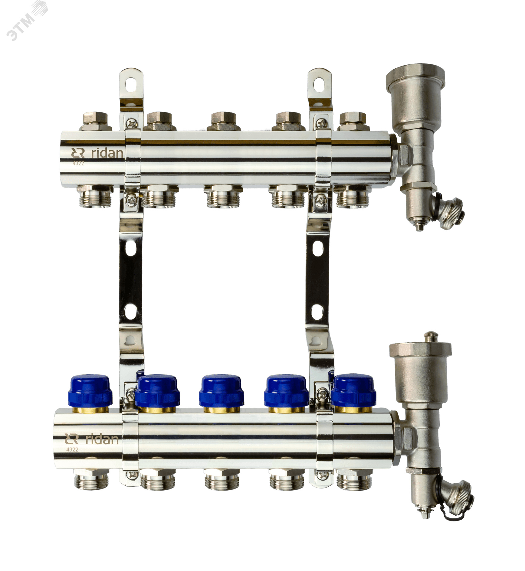 Коллекторная группа FHF-5R set 5 контуров 1'x3/4' c воздухоотводчиками и кронштейнами