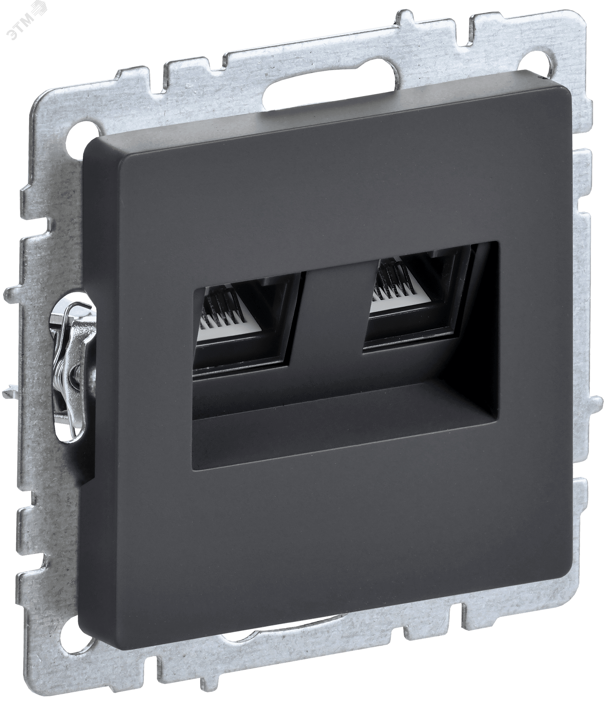 BRITE Розетка компьютерная двойная RJ45 кат.5E РК10-2-БрГ графит