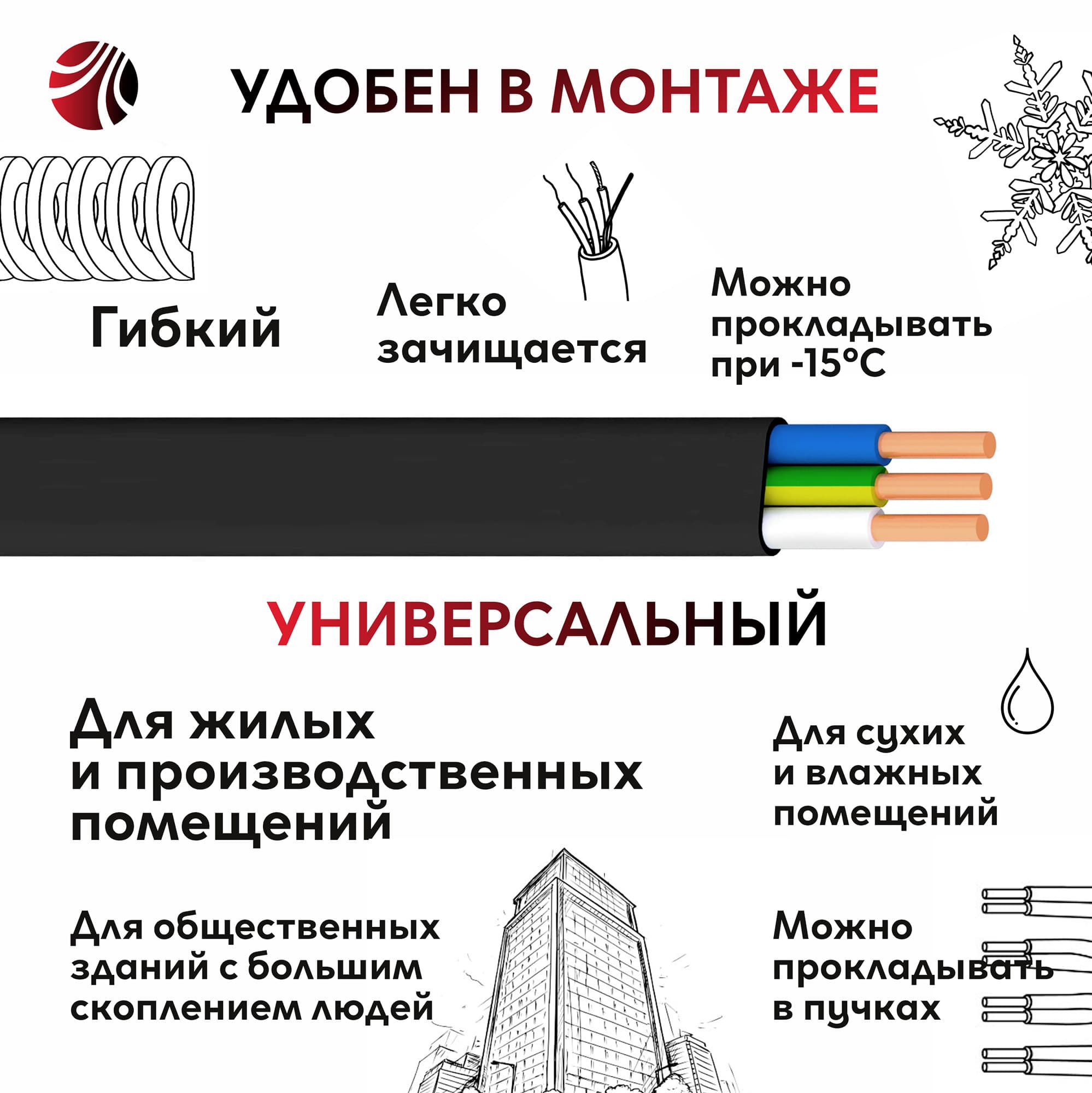 Кабель силовой ППГ-Пнг(А)-HF 3х2.5-0.66 бухта ТРТС