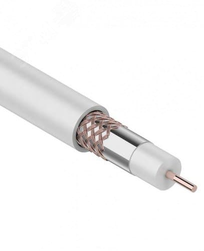 Кабель коаксиальный RG-6U, 75 Ом, Cu/Al/Cu, 75%, IN, белый, 100 м