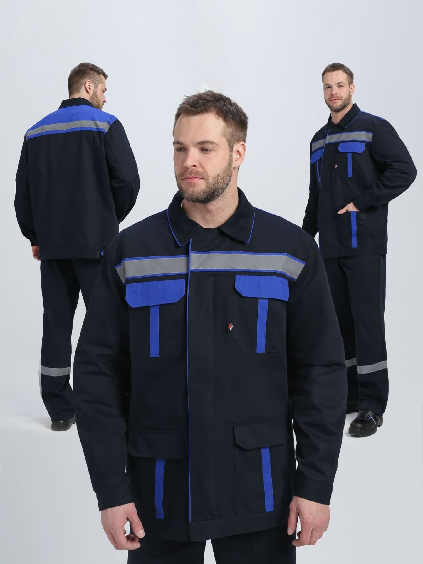 Костюм ИТР СОП IMP (тк.Саржа,250) п/к, т.синий/васильковый 60-62/170-176