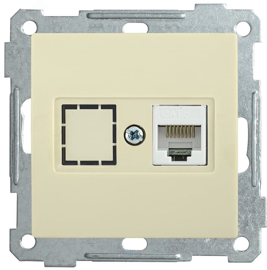 РK10-1-Б Розетка компьютерная RJ45 Cat5e BOLERO кремовый