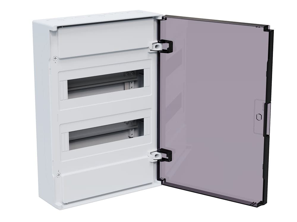 Щит ЩРН-п-24 белый с черной полупрозрачной дверью IP40 OptiBox PRO