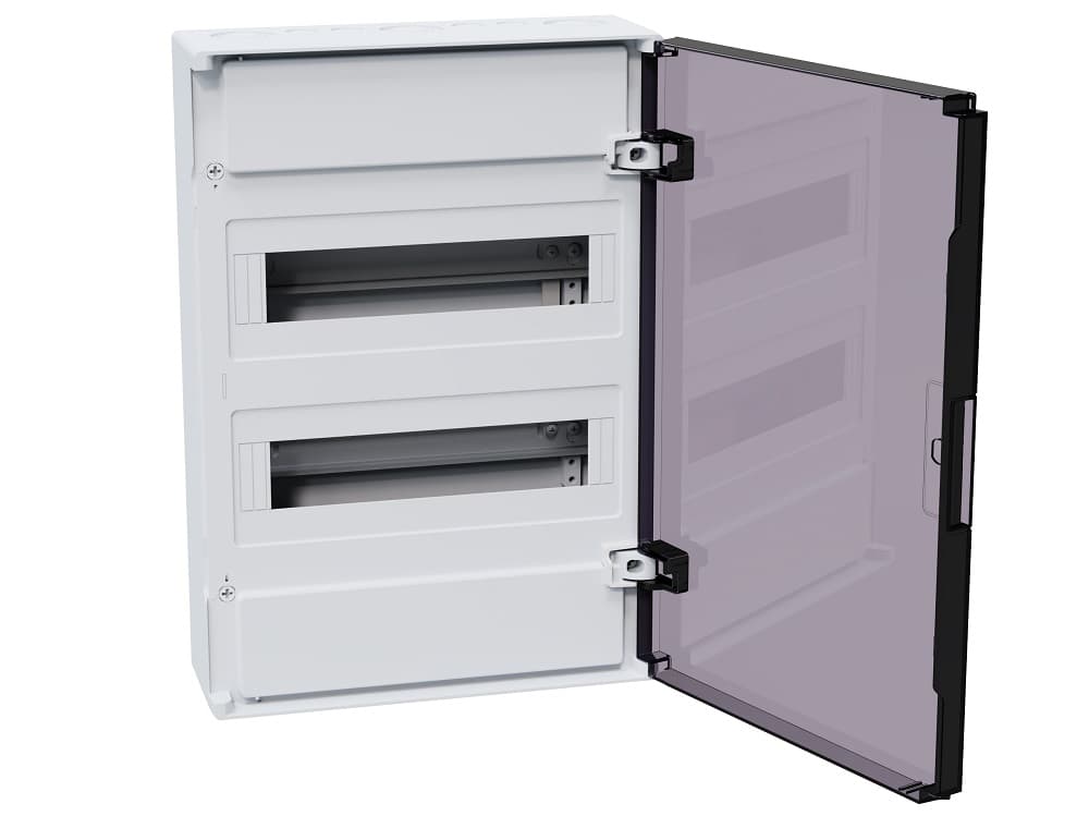 Щит ЩРН-п-24 белый с черной полупрозрачной дверью IP40 OptiBox PRO