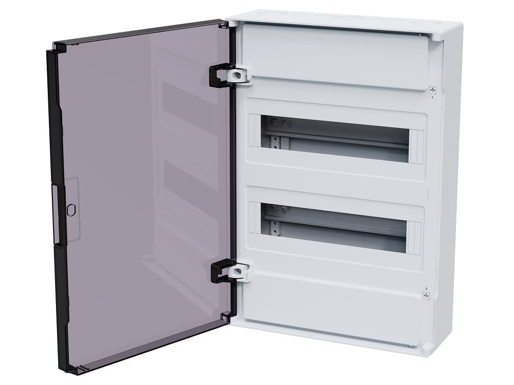 Щит ЩРН-п-24 белый с черной полупрозрачной дверью IP40 OptiBox PRO