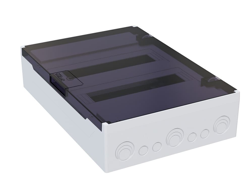 Щит ЩРН-п-24 белый с черной полупрозрачной дверью IP40 OptiBox PRO