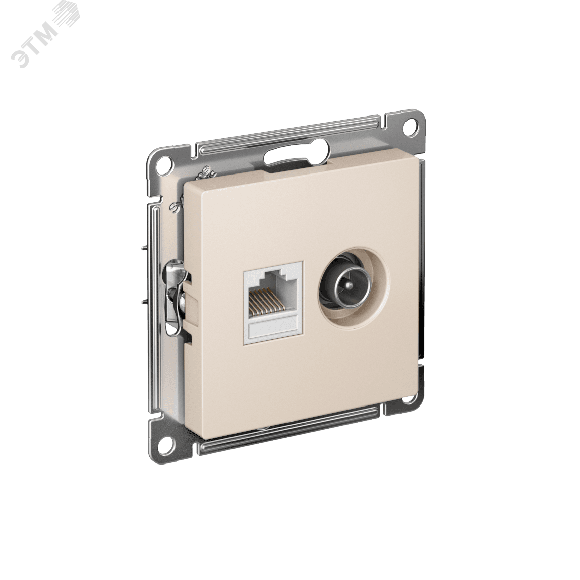 Розетка ATLASDESIGN двойная компьютерная+ТВ RJ45+TV категория 5E механизм бежевый