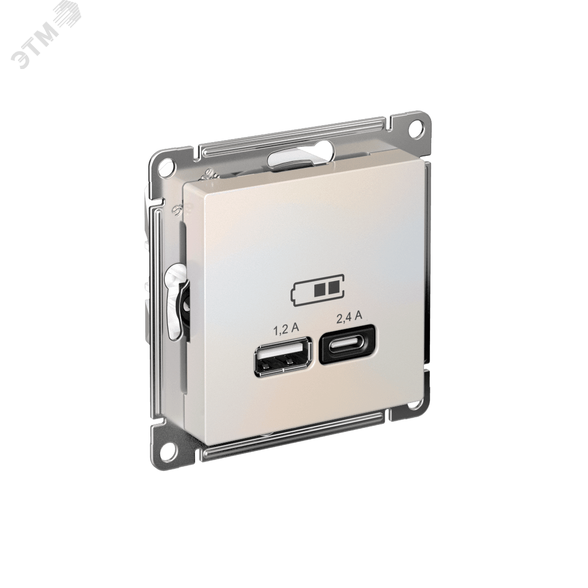 РОЗЕТКА USB ATLASDESIGN A+С, 5В/2,4А, 2х5В/1,2А, механизм, ЖЕМЧУГ