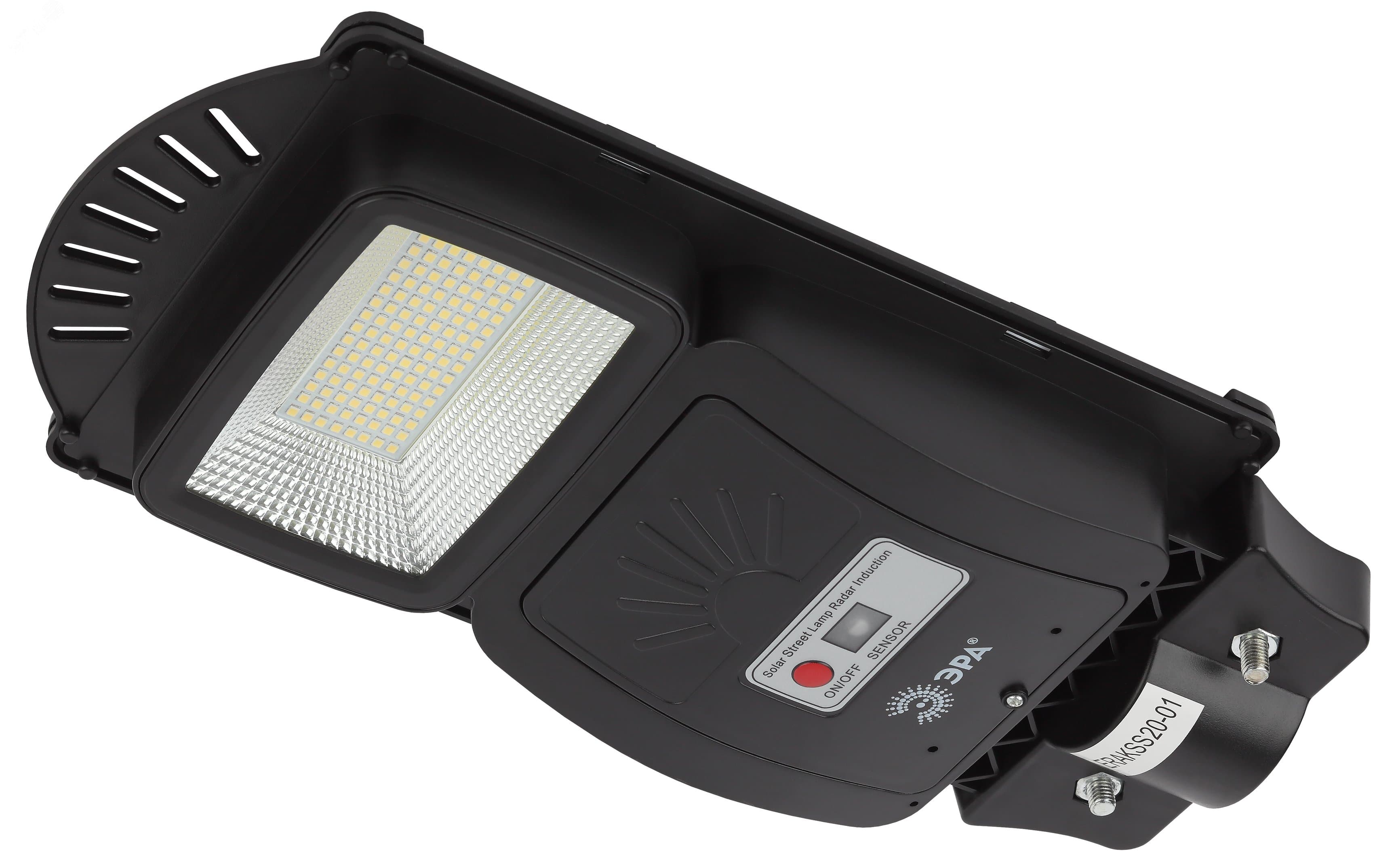 Светильник консольный на солнечной батарее, SMD, 20W, с датчиком движения, ПДУ, 400 lm, 5000К, IP65