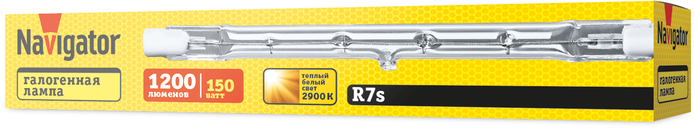 Лампа галогенная КГ 150вт 220в 2900К теплая прозрачная R7S 117мм
