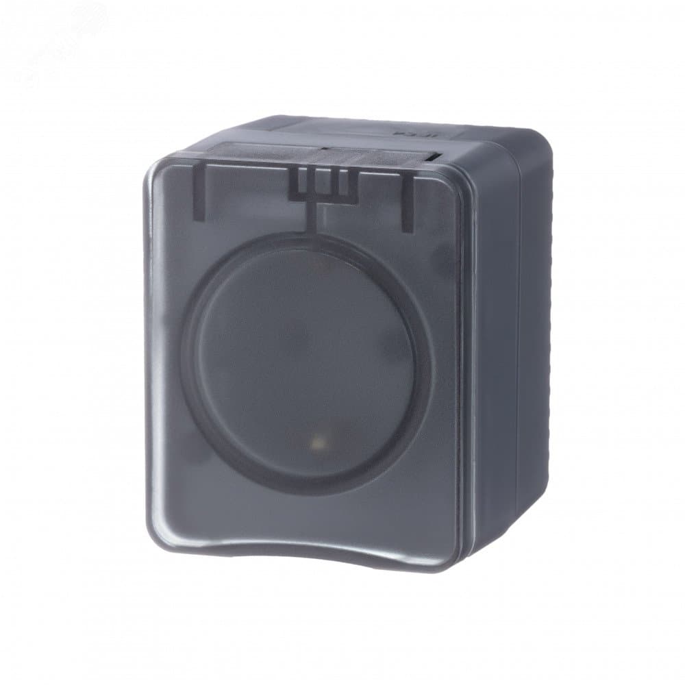 AtlasDesign Profi54 розетка с заземлением со шторками IP54 16А 250B, АНТРАЦИТ, Россия