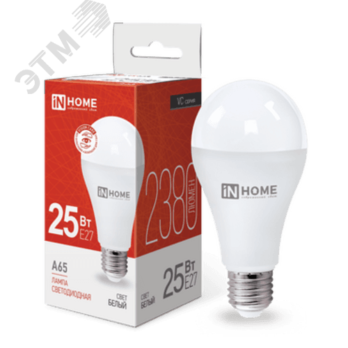 Лампа светодиодная LED-A65-VC 25Вт 230В Е27 4000К 2380Лм IN HOME